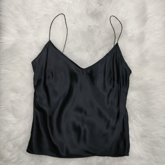 Massimo Black Elegant Layering Piece Sleek Versatile Silk Camisole Top Size P - Picture 2 of 11